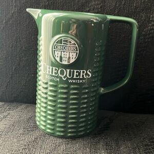 Chequers Scotch Whisky Green Ceramic Pitcher